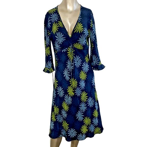The Limited Vintage 100% Silk Floral print Dress Y2K midi 3/4 sleeve size 10 - Picture 1 of 8